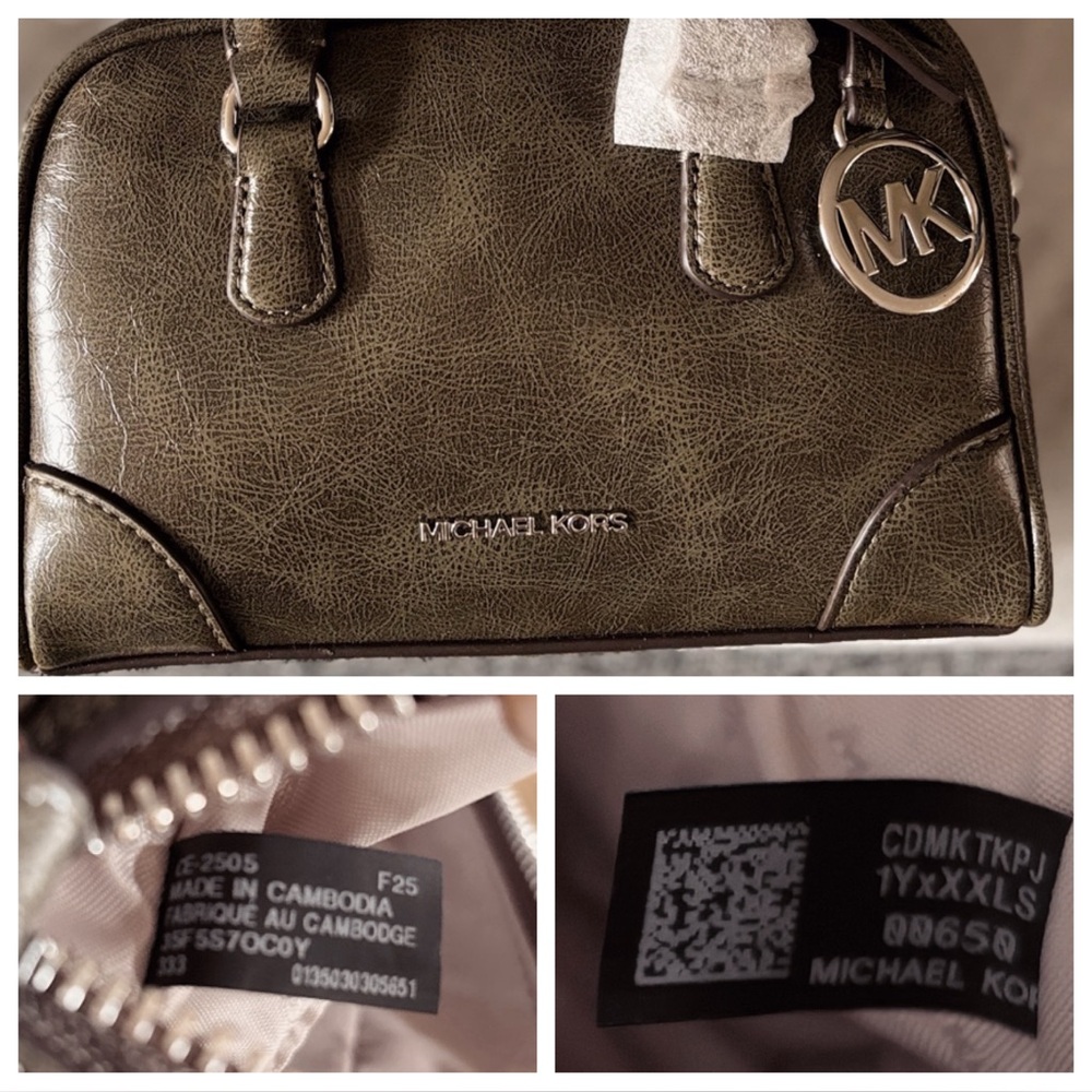 Michael Kors Thompson Embossed Leather Satchel Messenger - Olive NWT - Picture 3 of 12